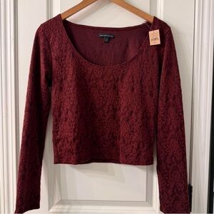American Eagle Outfitters Burgundy Lace Crop Top